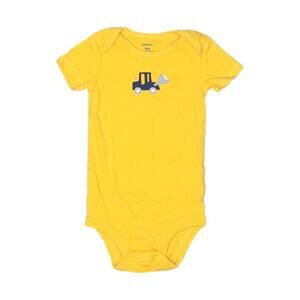 Carter's Front Loader Print Short Sleeve Onesie Bodysuit Baby Size 9M Yellow
